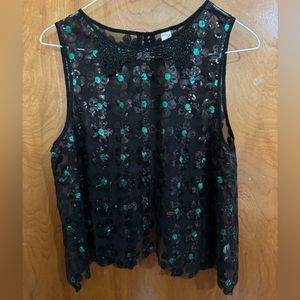 Free People Floral Sequins Top